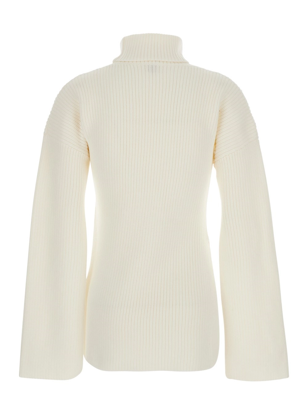 Toteme Maglione a Collo Alto con Design a Coste in Lana Bianco Donna, view 2