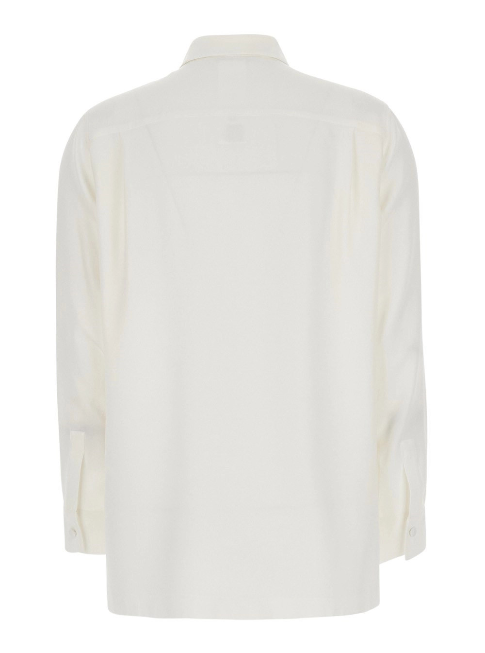Max Mara Camicia 'Geranio' con Colletto Classico e Ricamo Logo sul Fronte in Seta Bianca Donna, view 2