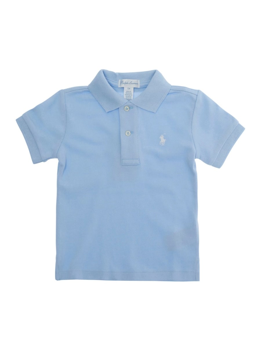 Polo ralph lauren kids Polo con logo Pony sul fronte in cotone azzurro baby