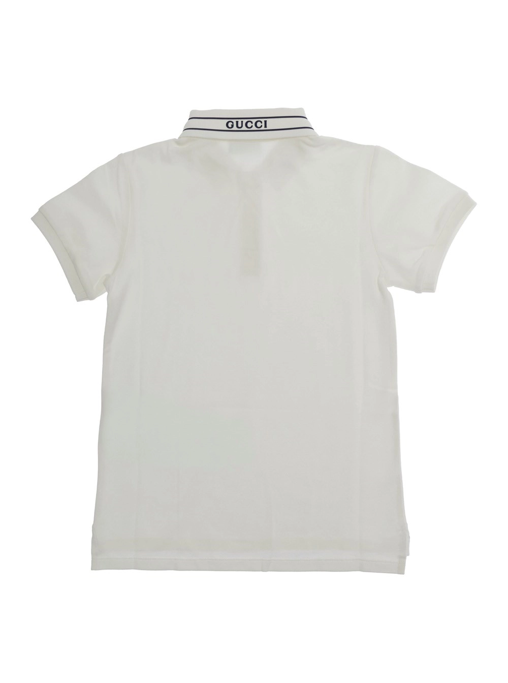Gucci kids Polo Bianca con Logo Lettering sul Colletto in Cotone Bambino, view 2