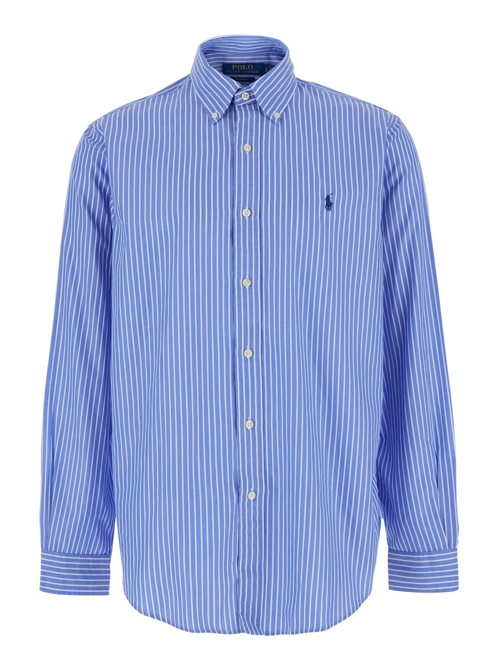 Polo Ralph Lauren RIGA LAVATA Blu Camicia con Collo Classico e Maniche Lunghe in Cotone Uomo