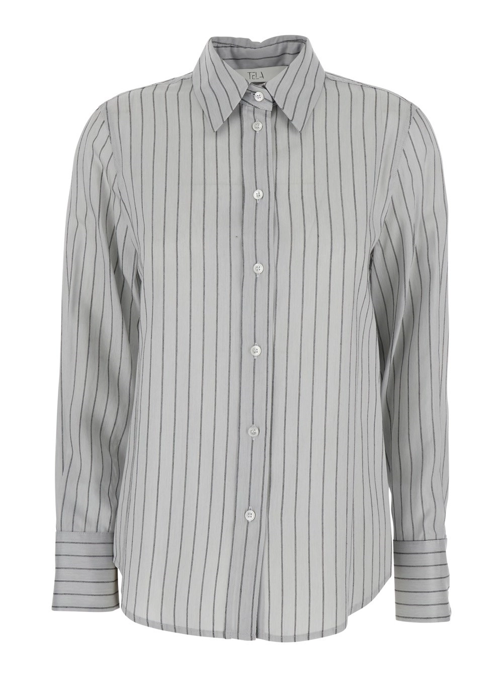 Tela OROLOGIO Grigio Camicia in Tessuto Lyocell e Seta Donna