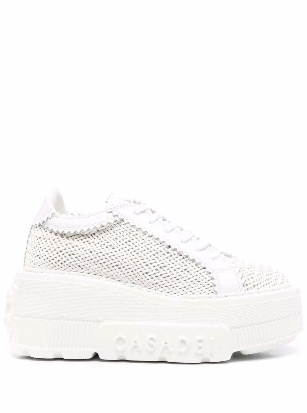 Casadei Sneakers 'Nexus Platform' con Design Intrecciato in Tessuto e Pelle Bianche Donna