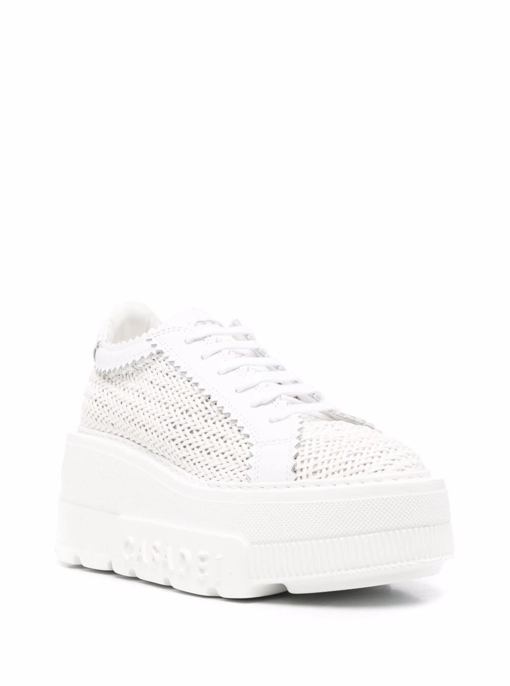 Casadei Sneakers 'Nexus Platform' con Design Intrecciato in Tessuto e Pelle Bianche Donna, view 2