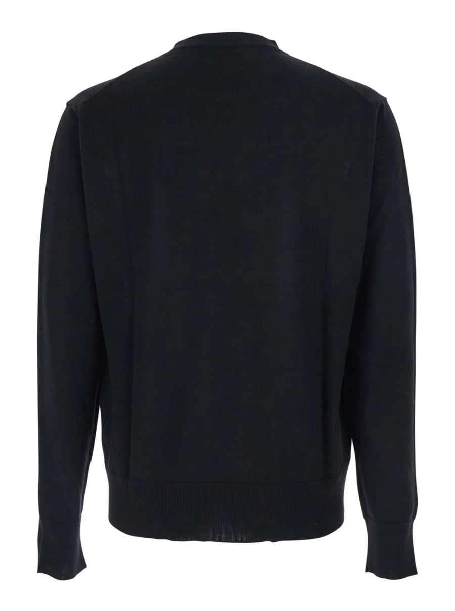 Vivienne Westwood Maglia Girocollo con Logo Orb Ricamato sul Fronte in Misto Lana Nera Uomo, view 2
