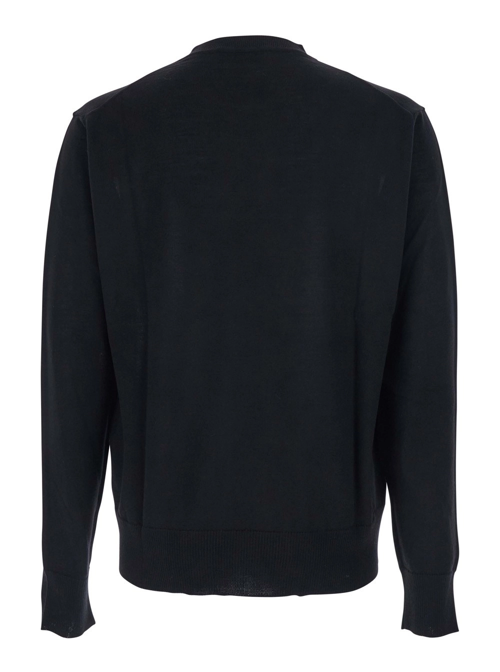 Vivienne Westwood Maglia Girocollo con Logo Orb Ricamato sul Fronte in Misto Lana Nera Uomo, view 2