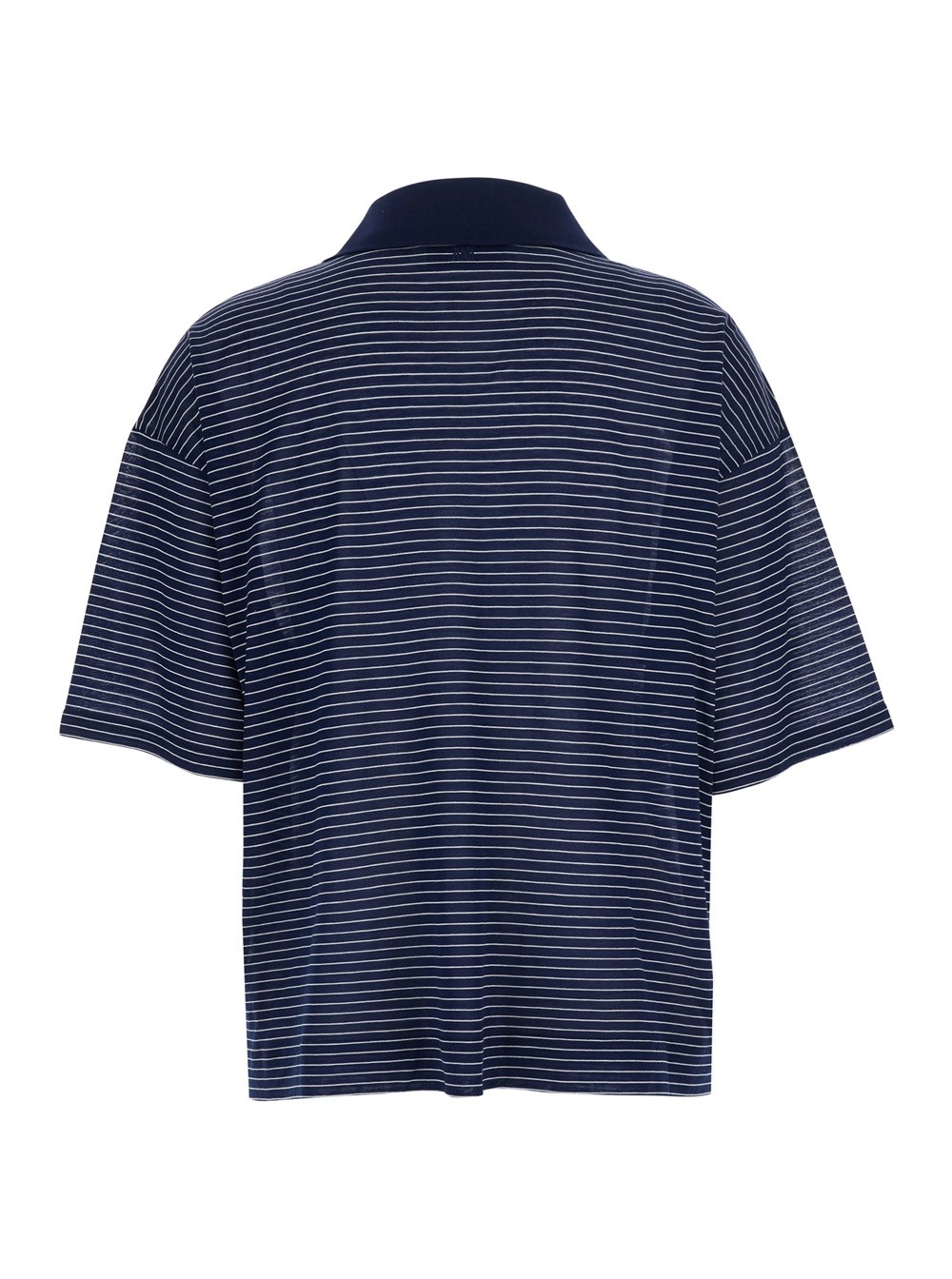 AMI Paris Polo con motivo a righe e logo AMI de Coeur ricamato sul fronte in cotone Blu donna, view 2