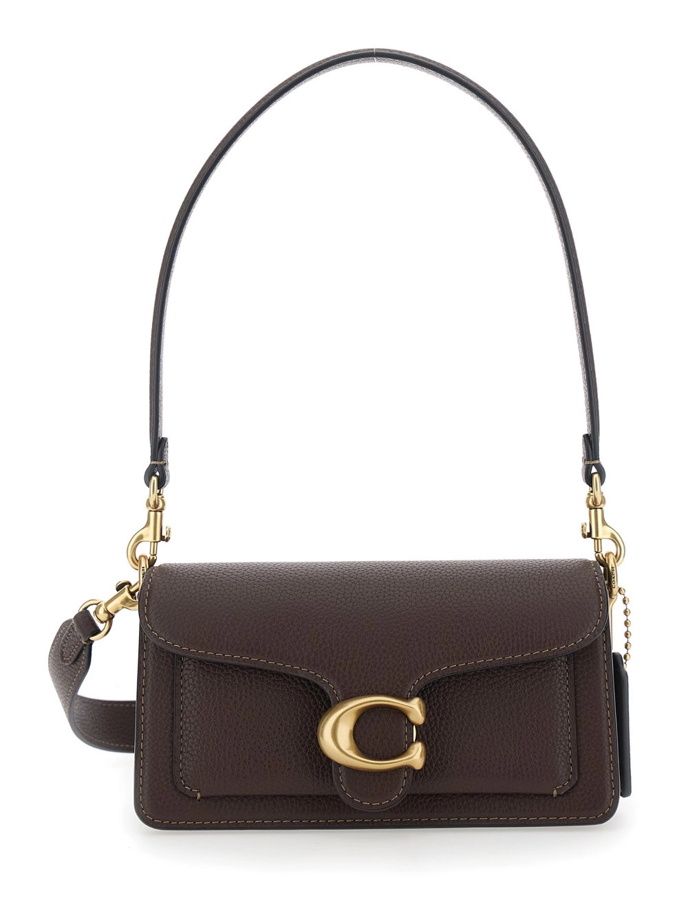 Coach Borsa a Tracolla 'Tabby 20' con Manico Removibile e Placca Logo sul Fronte in Pelle Marrone Donna