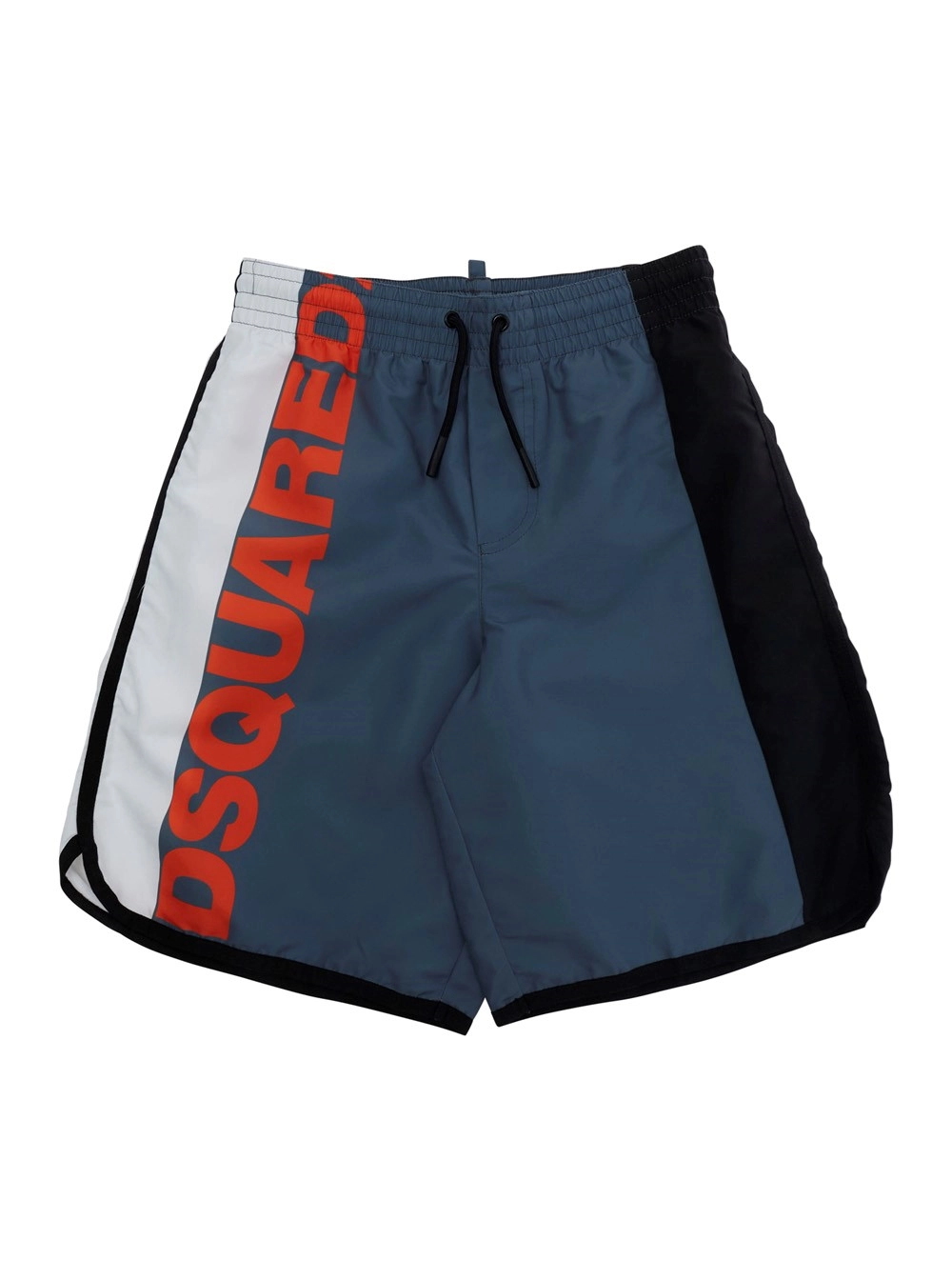 Dsquared2 kids Costume da bagno con maxi logo lettering sul fronte e design color-block in tessuto tecnico grigio bambino