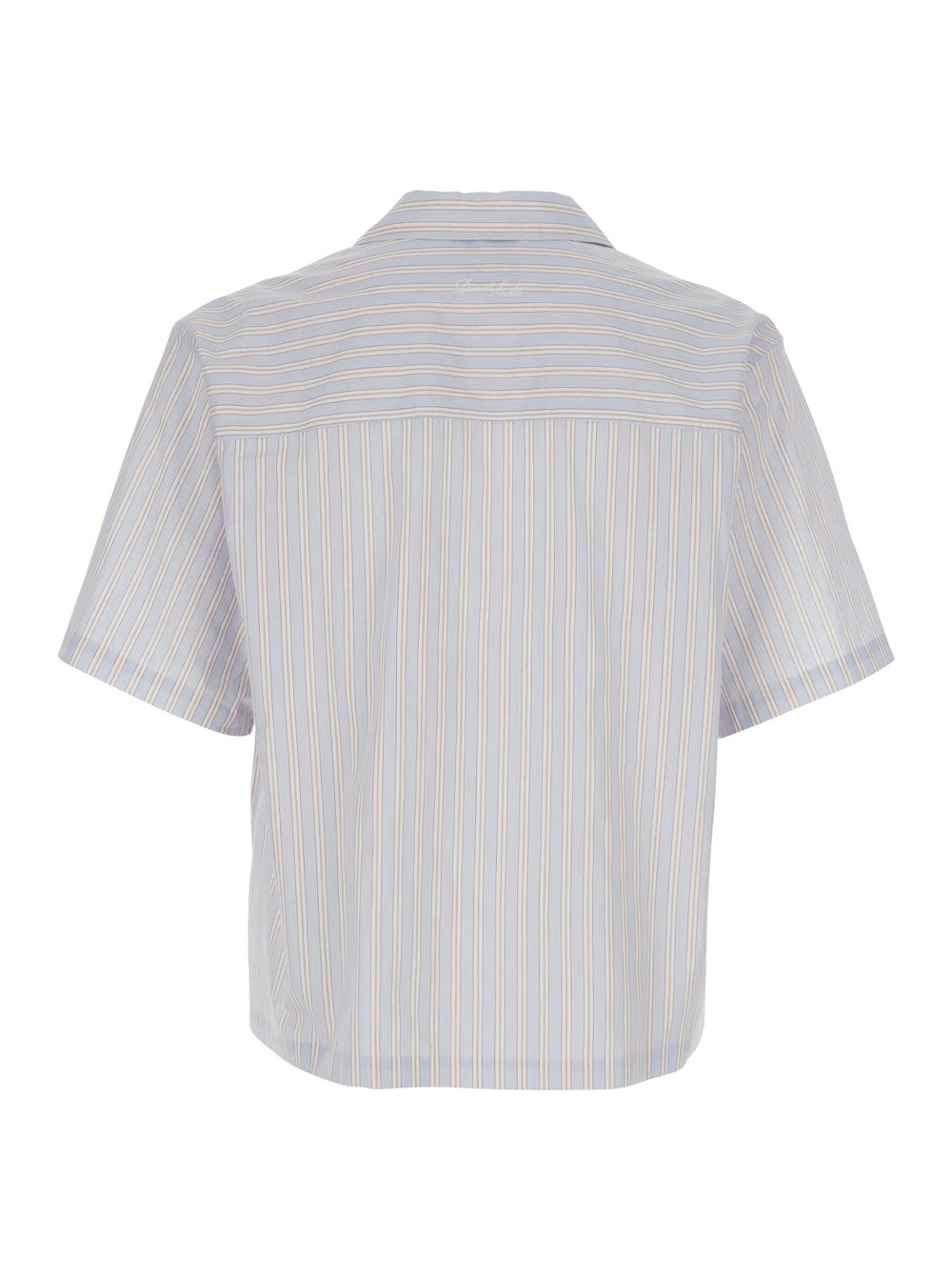 Dunst Camicia con Colletto Aperto e Motivo a Righe All-Over in Cotone Beige Uomo, view 2