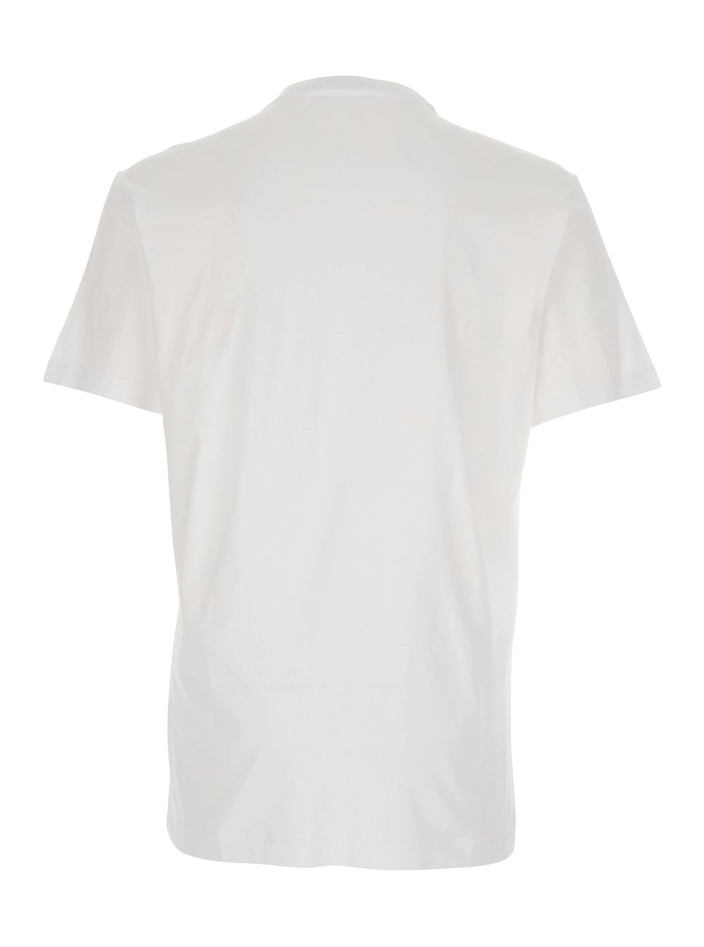 Dolce & Gabbana T-Shirt con Logo sul Fronte in Cotone Bianca Uomo, view 2