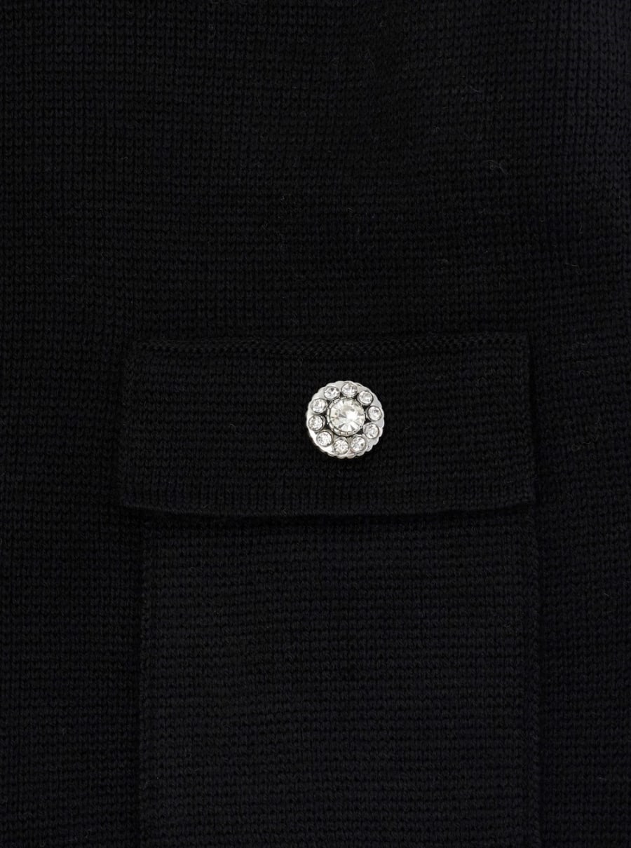 N°21 kids Maglione girocollo con bottoni sul fronte in misto lana nero bambina, view 3
