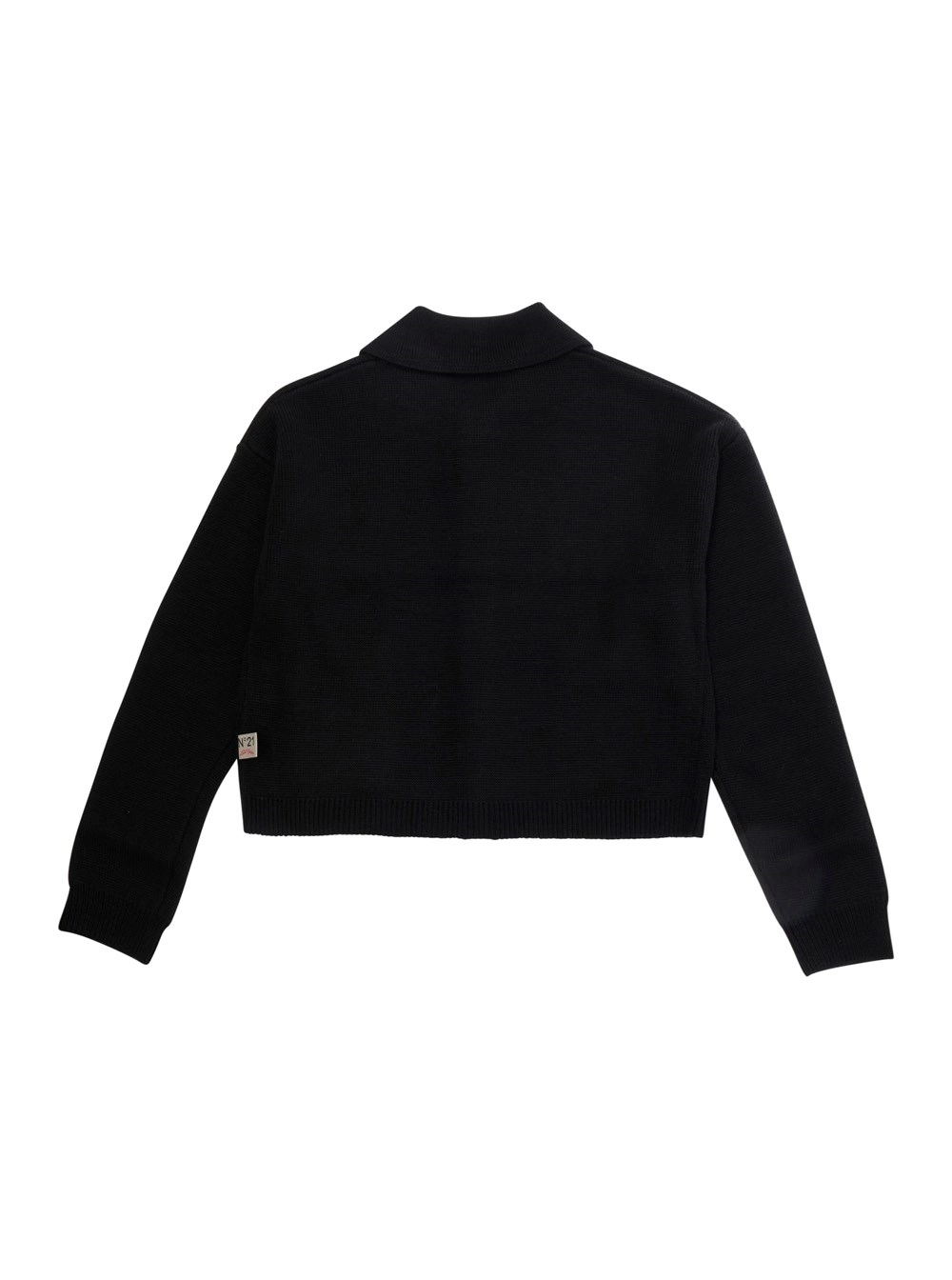 N°21 kids Maglione girocollo con bottoni sul fronte in misto lana nero bambina, view 2