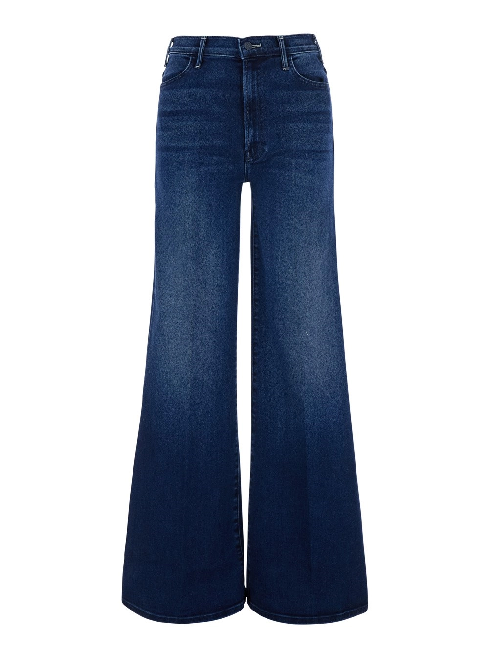 Mother Jeans 'The Hustler Roller Sneak' con Gamba Ampia e Patch Logo sul Retro in Denim Blu Donna