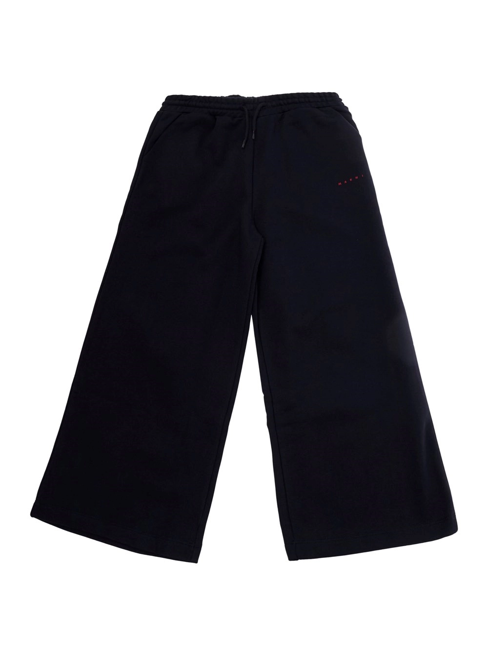 Marni kids Pantaloni con vita elasticizzata e logo sul fronte in cotone blu bambina