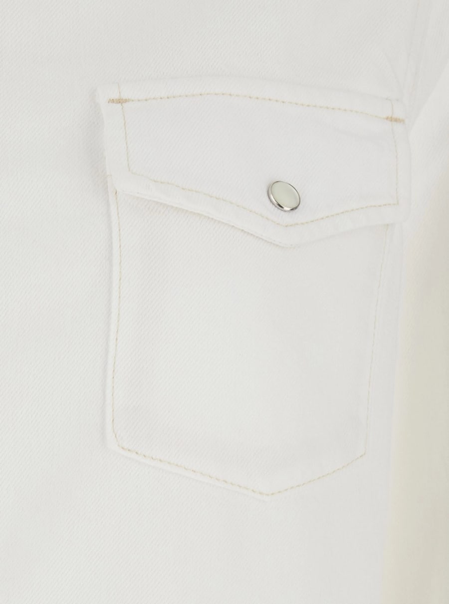 Frame Camicia bianca con colletto classico e due tasche sul fronte in cotone donna, view 3