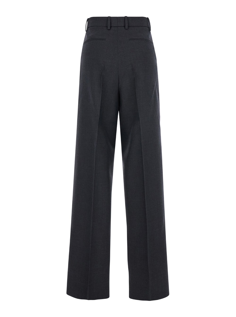Gucci Pantalone con Dettaglio Logo Lettering in Vita in Lana Grigio Donna, view 2