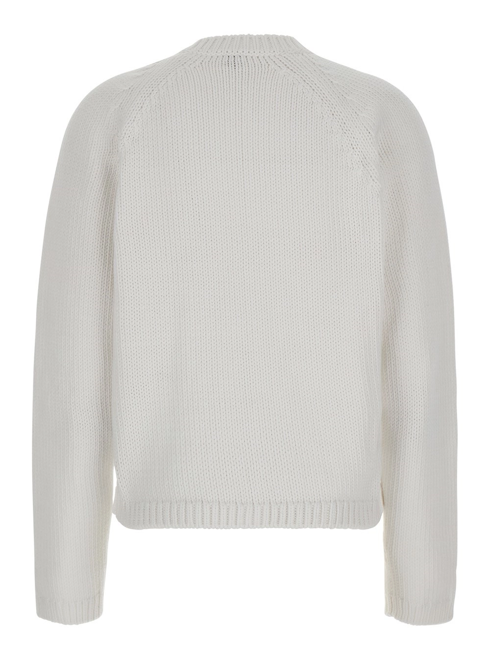 Toteme Cardigan girocollo con due tasche applicate sul fronte in cotone bianco donna, view 2