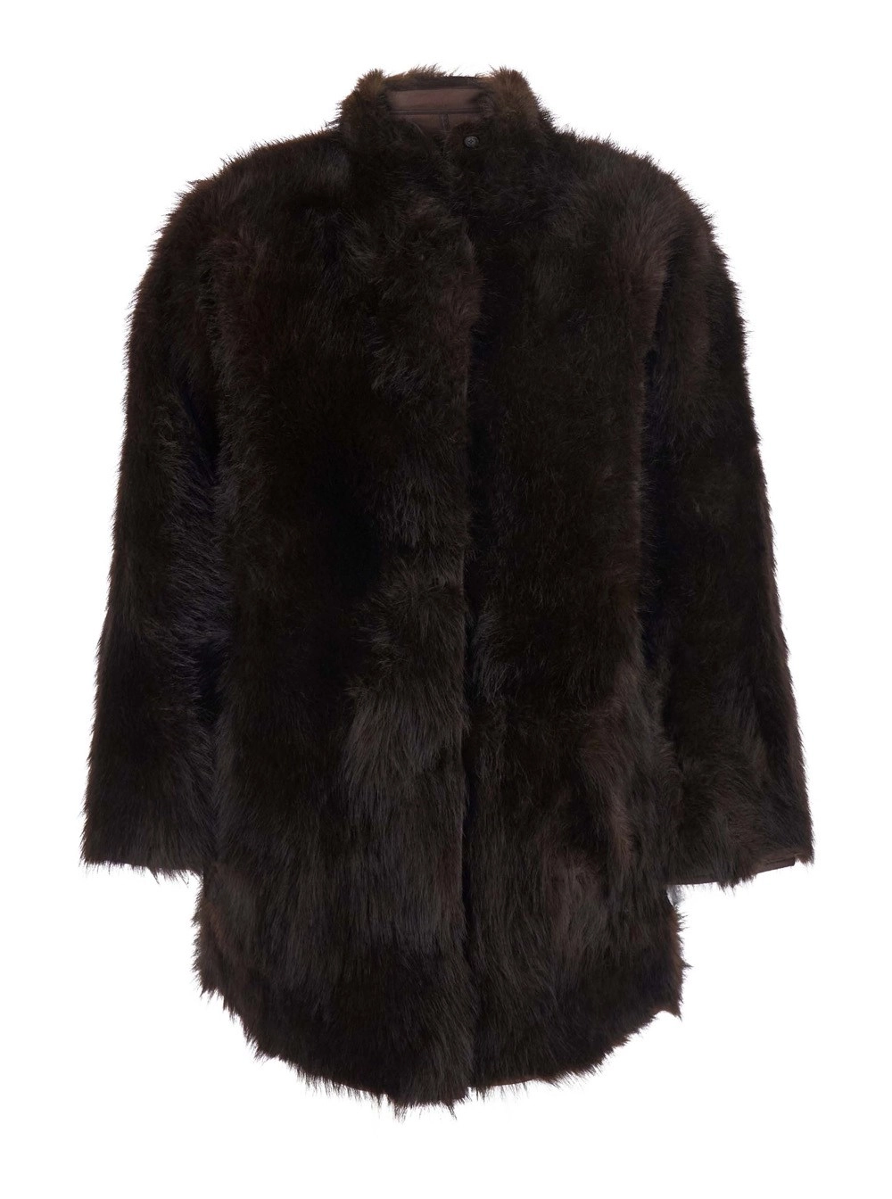 Urbancode Cappotto pelliccia con colletto alto e design reversibile in eco-pelliccia marrone donna