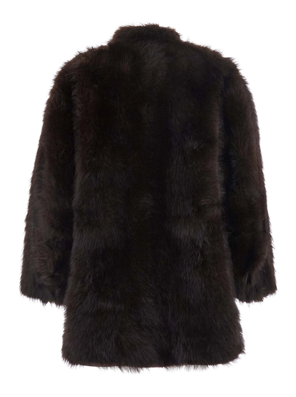 Urbancode Cappotto pelliccia con colletto alto e design reversibile in eco-pelliccia marrone donna, view 2