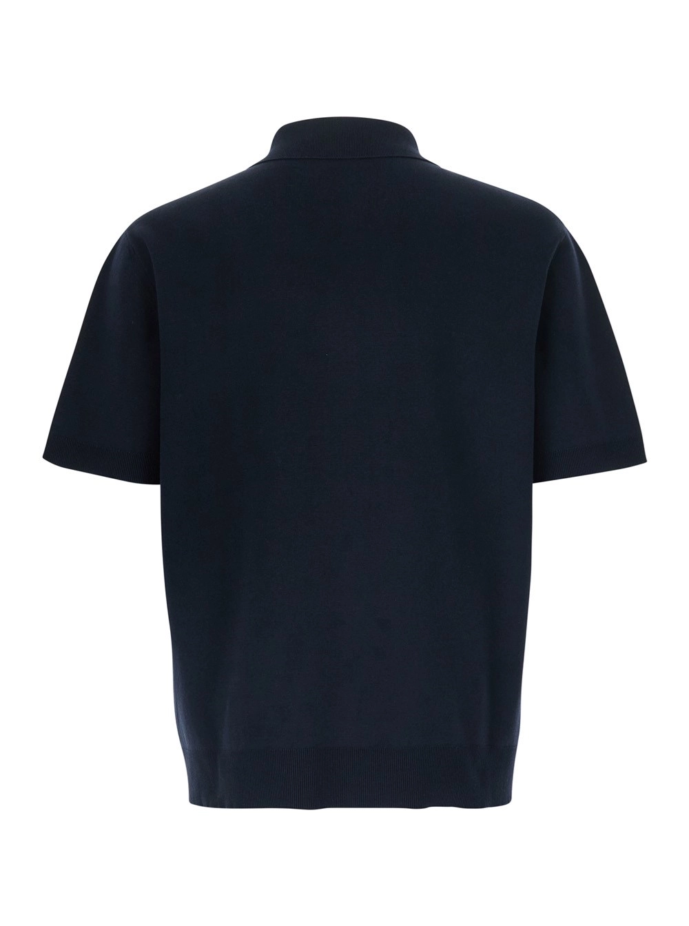 Gucci Polo con colletto classico e ricamo GG sul fronte in cotone blu uomo, view 2