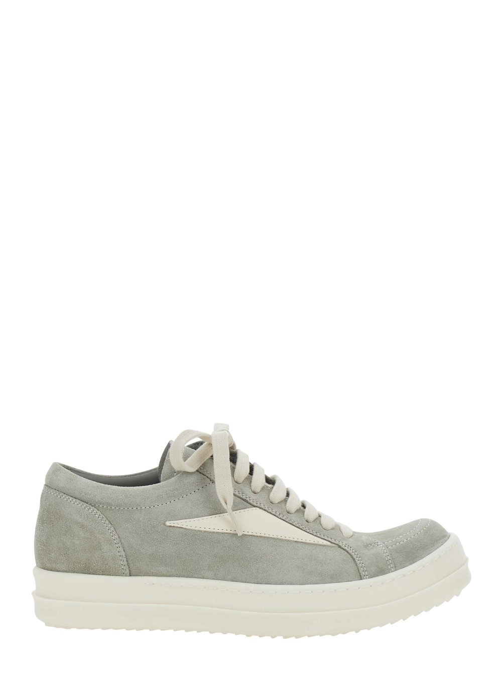 Rick Owens Sneakers Low Top con Cuciture a Contrasto in Pelle Scamosciata Grigie Donna