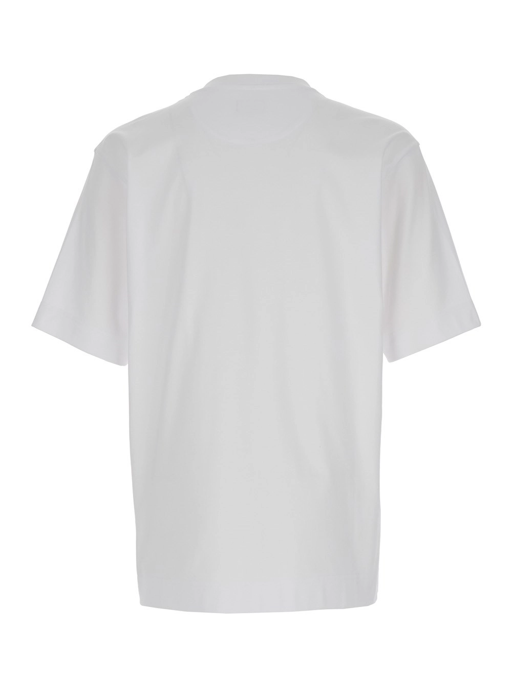 Fendi T-Shirt Girocollo con Placca FF sul Fronte in Cotone Bianca Uomo, view 2