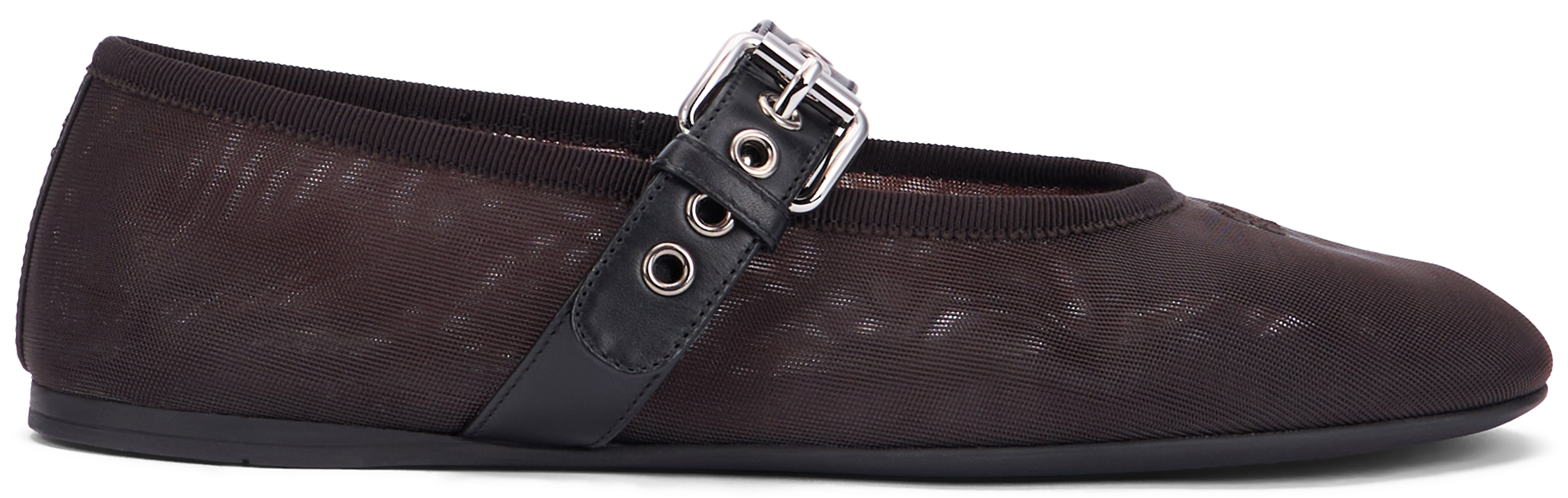 Miu Miu Ballerina in rete con cinturino e fibbia