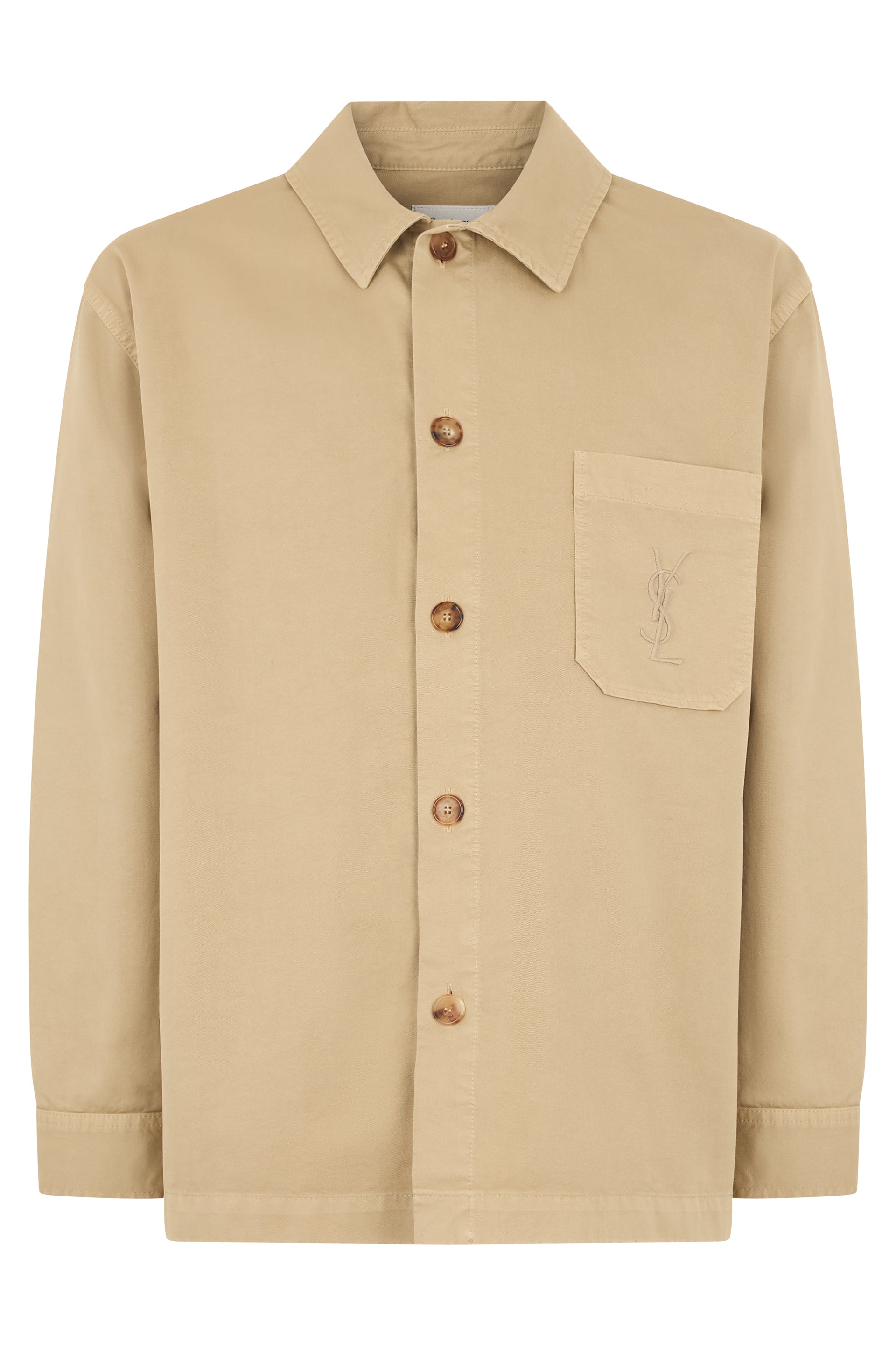 Saint Laurent Overshirt Cassandre in gabardine con logo
