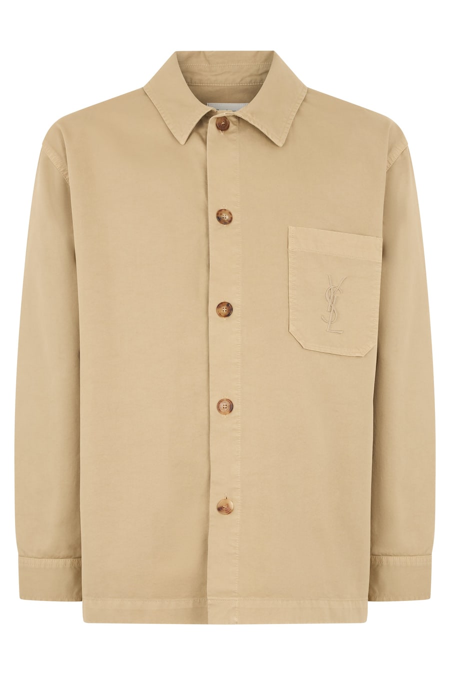 Saint Laurent Overshirt Cassandre in gabardine con logo