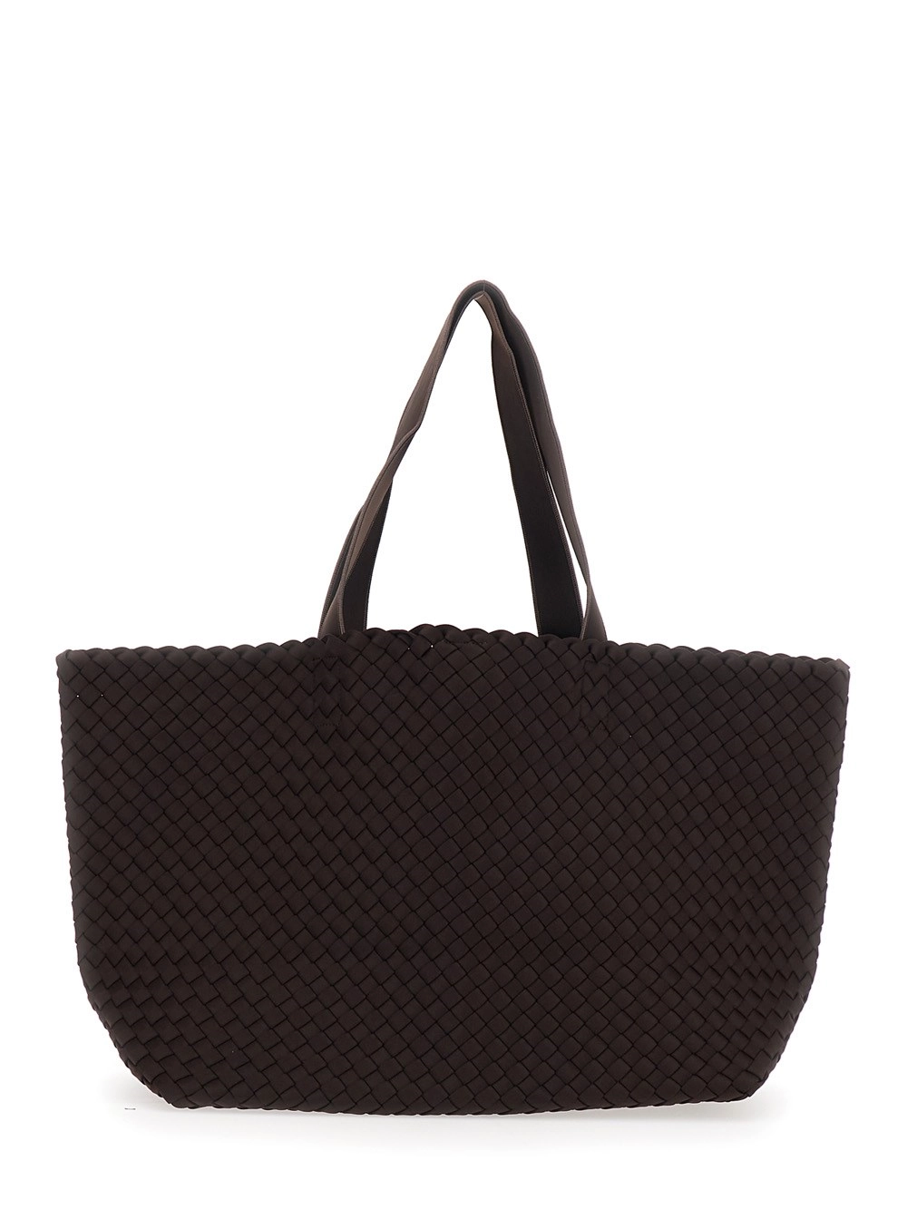 Naghedi Borsa Shopping 'Como' Grande con Motivo Intrecciato in Ecopelle Marrone Donna