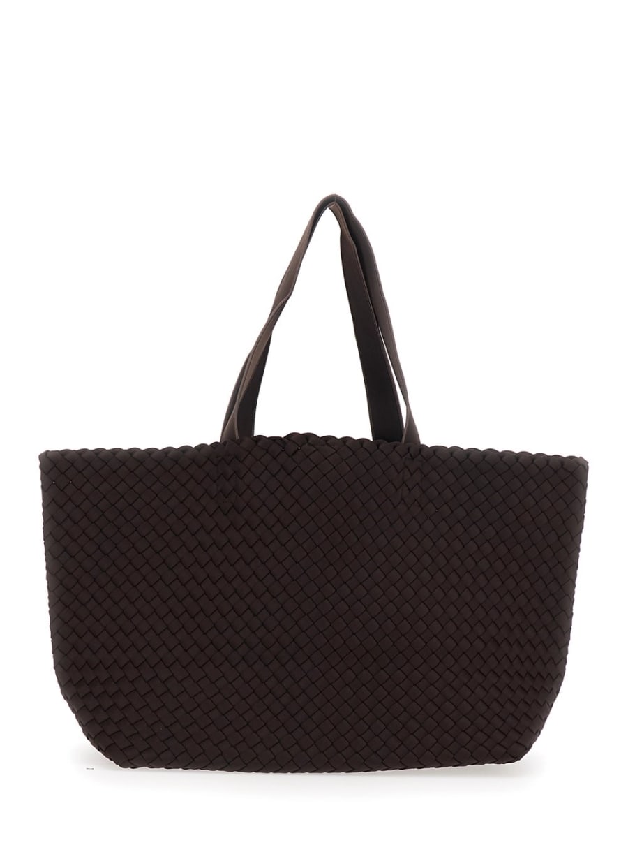 Naghedi Borsa Shopping 'Como' Grande con Motivo Intrecciato in Ecopelle Marrone Donna