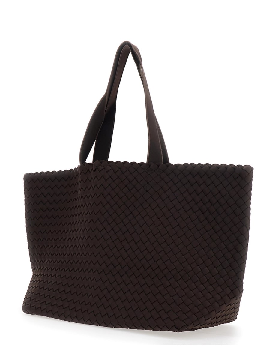 Naghedi Borsa Shopping 'Como' Grande con Motivo Intrecciato in Ecopelle Marrone Donna, view 2