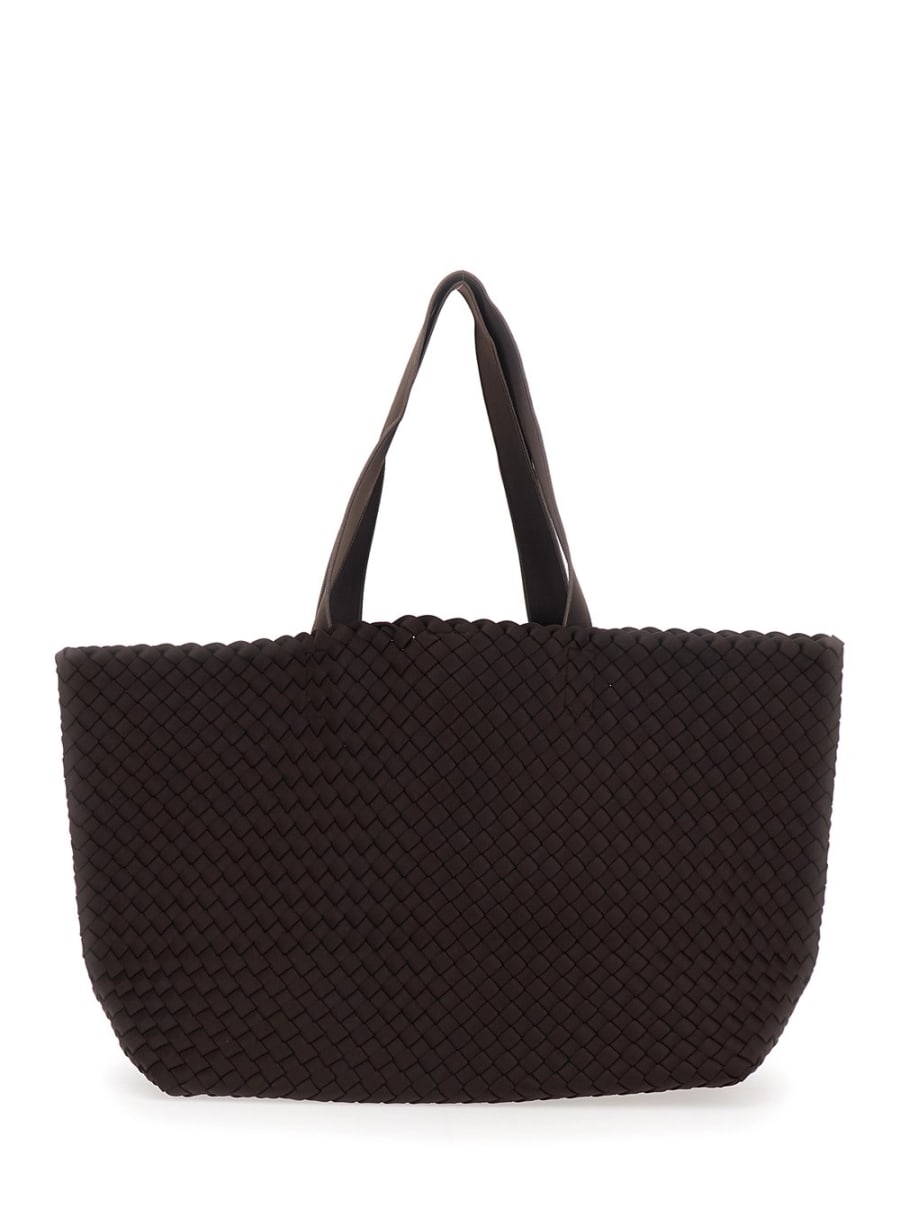 Naghedi Borsa Shopping 'Como' Grande con Motivo Intrecciato in Ecopelle Marrone Donna, view 4