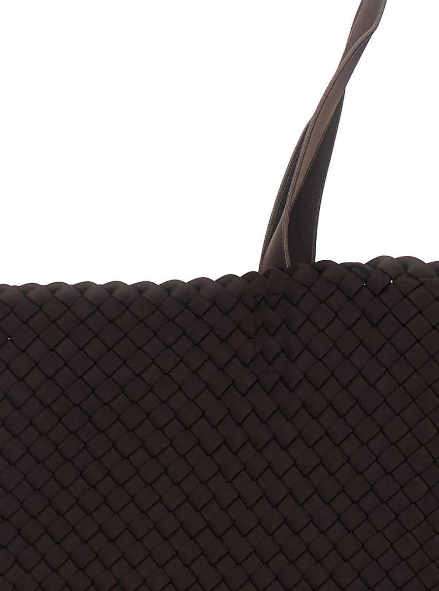 Naghedi Borsa Shopping 'Como' Grande con Motivo Intrecciato in Ecopelle Marrone Donna, view 5