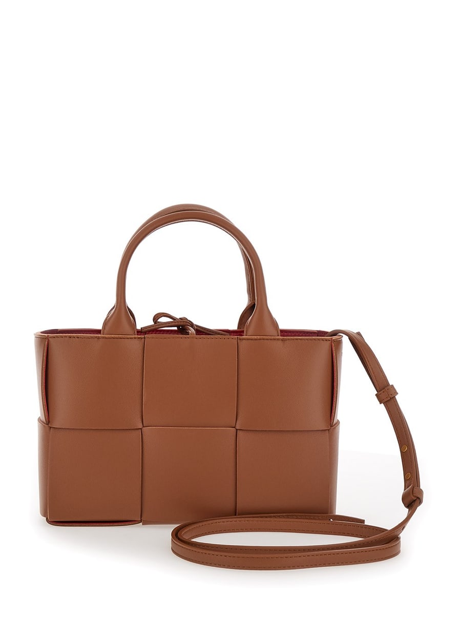 Bottega Veneta Borsa a Mano 'Arco Tote Mini' con Motivo Intreccio in Pelle Marrone Donna, view 4