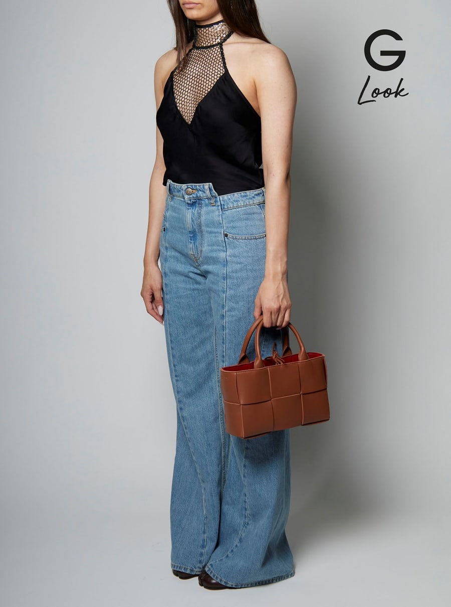 Bottega Veneta Borsa a Mano 'Arco Tote Mini' con Motivo Intreccio in Pelle Marrone Donna, view 6