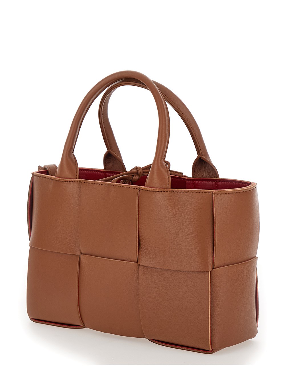 Bottega Veneta Borsa a Mano 'Arco Tote Mini' con Motivo Intreccio in Pelle Marrone Donna, view 2