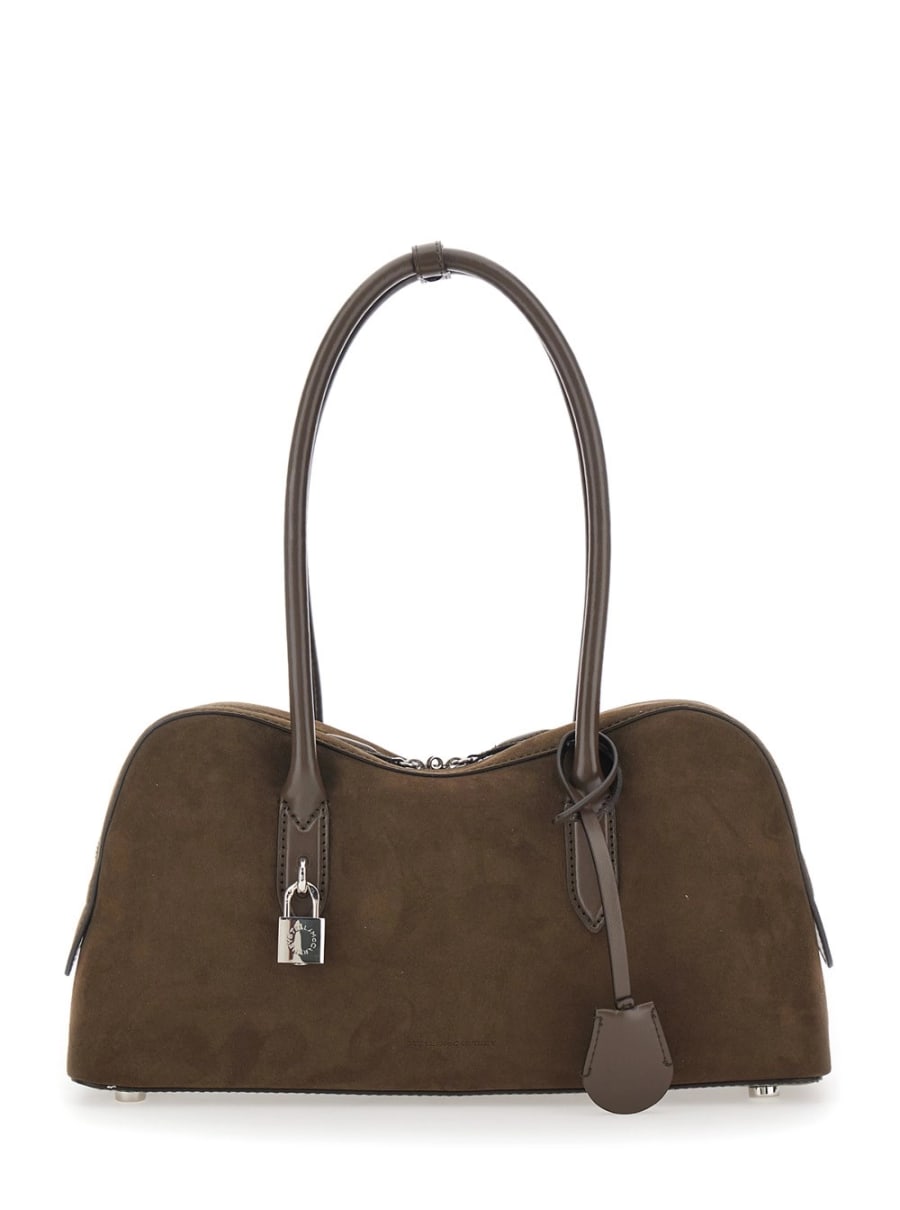 Stella McCartney Borsa a Spalla 'Lucchetto' con Dettaglio Logo in Ecopelle Marrone Donna