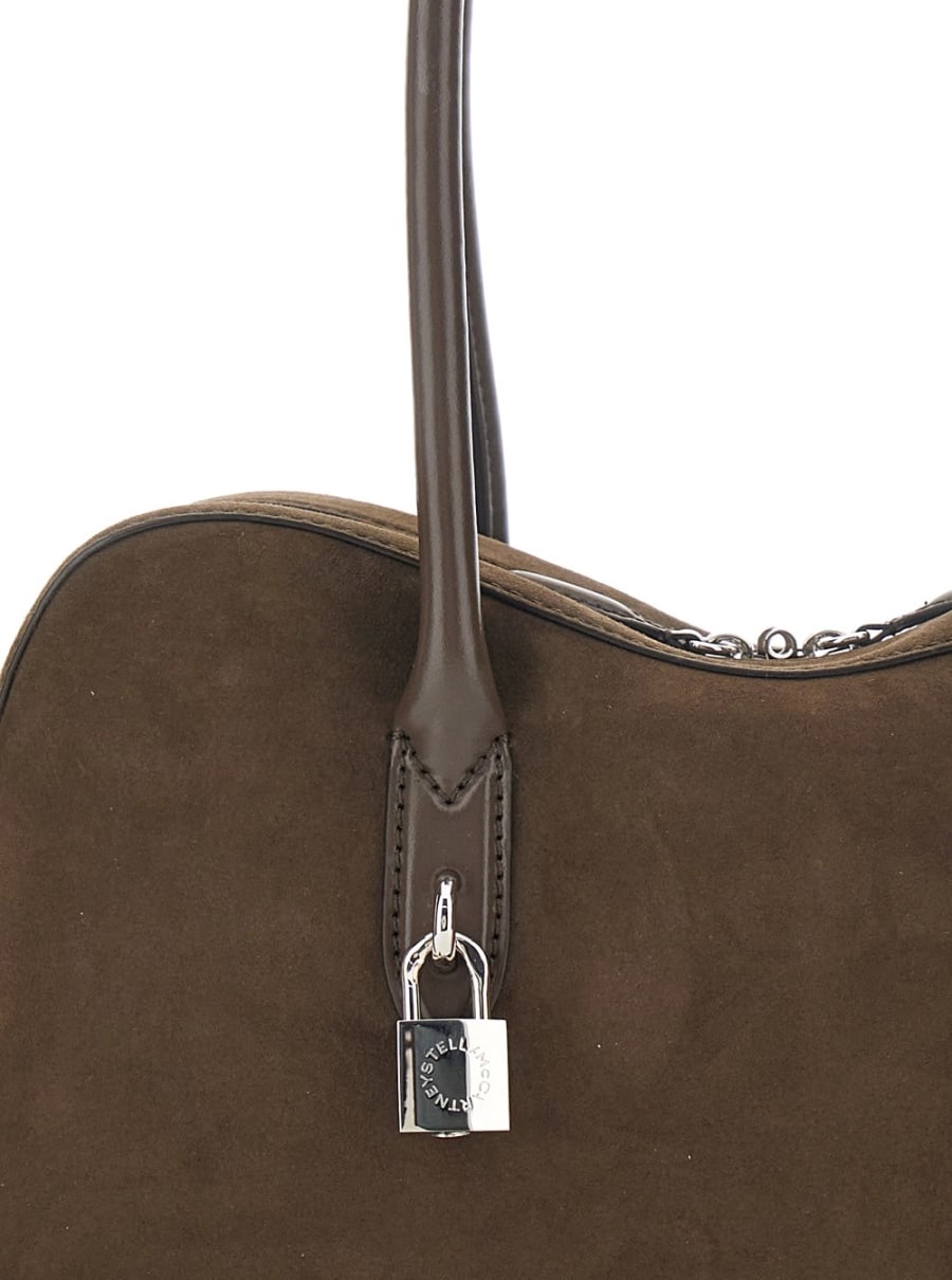Stella McCartney Borsa a Spalla 'Lucchetto' con Dettaglio Logo in Ecopelle Marrone Donna, view 5