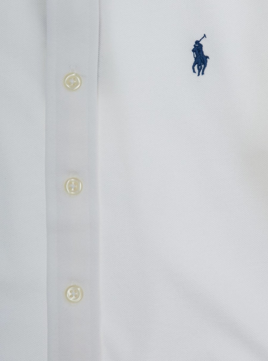 Polo ralph lauren kids Camicia con Logo Pony Ricamato sul Fronte in Cotone Bianca Bambino, view 3