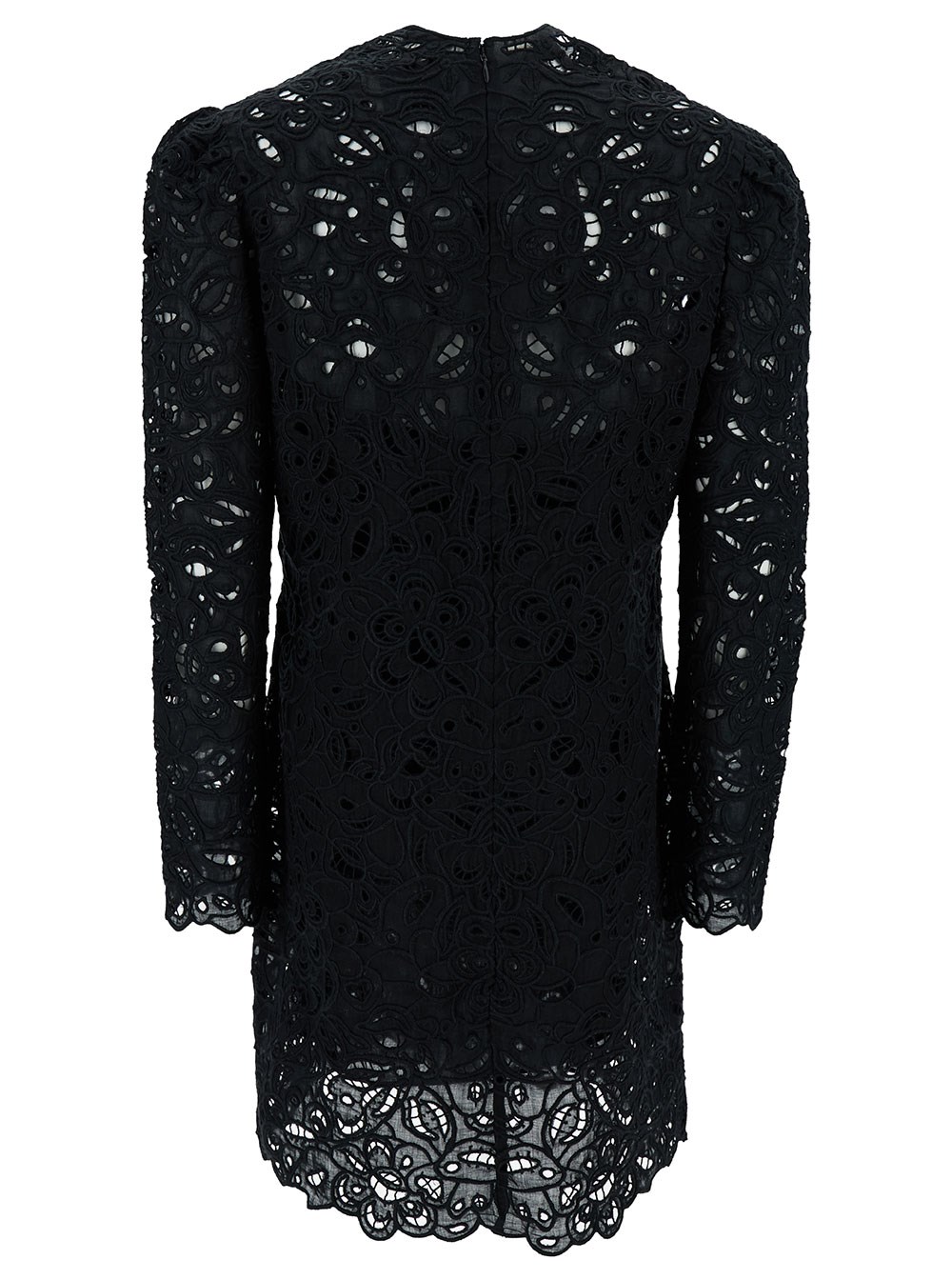 Isabel Marant Abito Corto 'Daphne' con Ricamo Floreale in Guipure Nero Donna, view 2