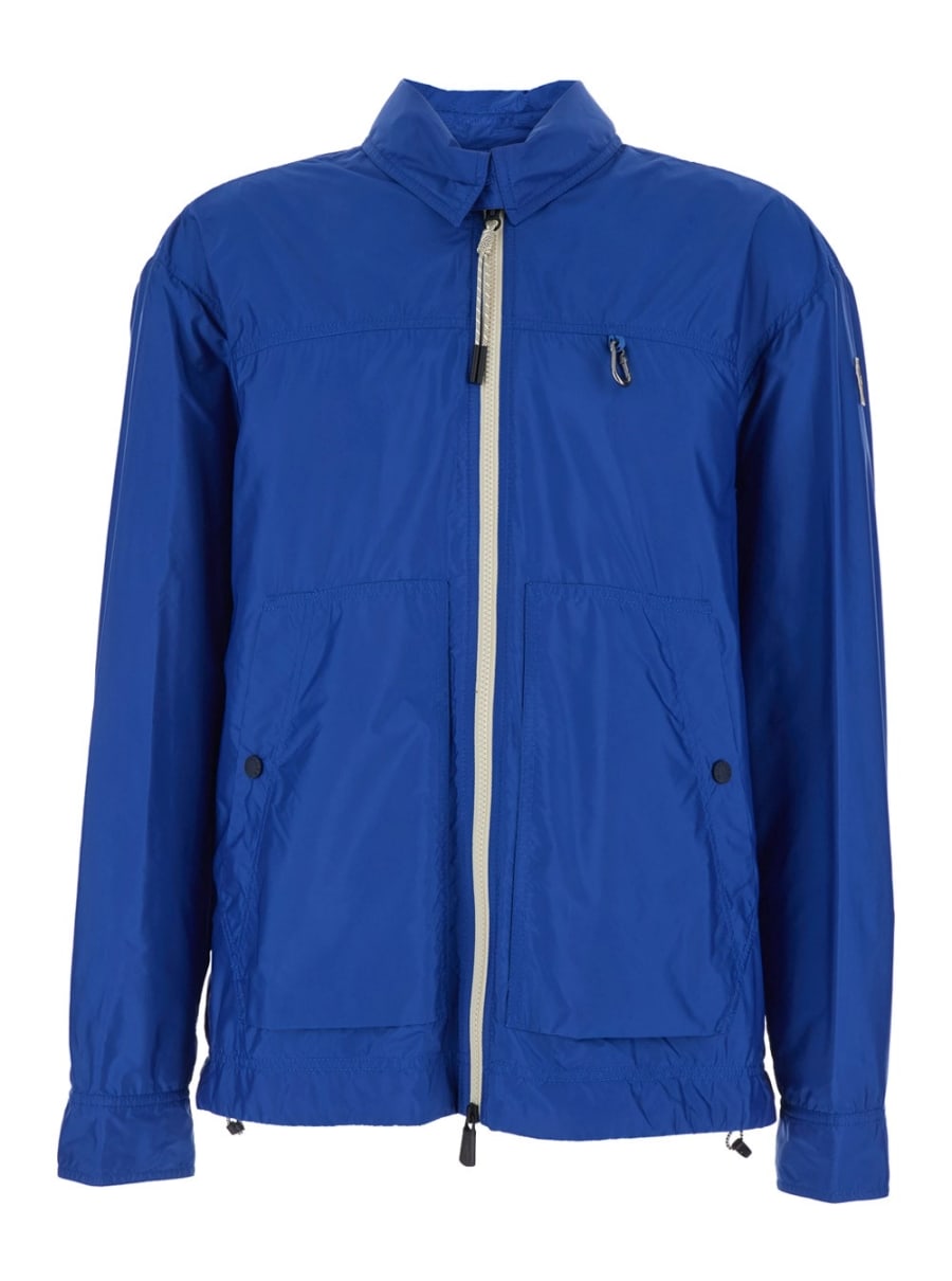 Moncler grenoble Giubbotto 'Brive' con Patch Logo sulla Manica in Tessuto Tecnico Blu Uomo
