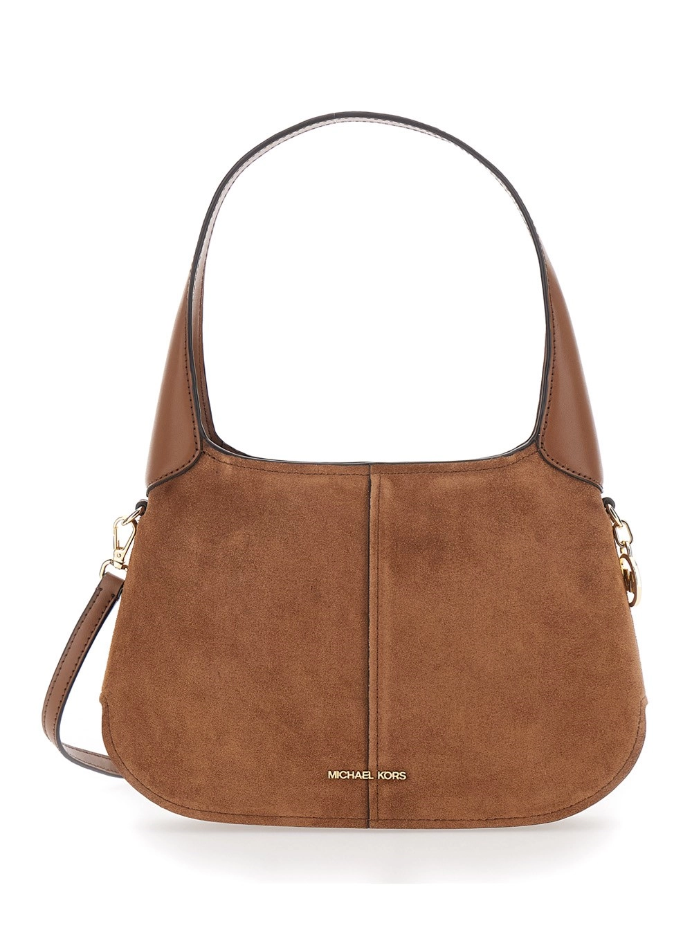 Michael michael kors Borsa a Spalla 'Alice' con Tracola Removibile e Logo Lettering sul Fronte in Suede Marrone Donna