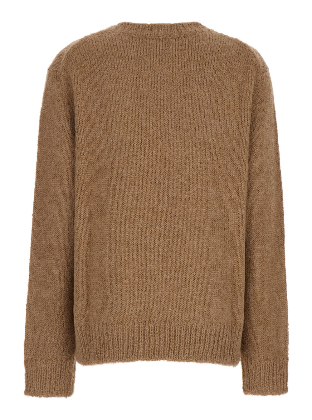 Jil Sander Maglione Oversize con Rifiniture a Coste in Lana Beige Donna, view 2