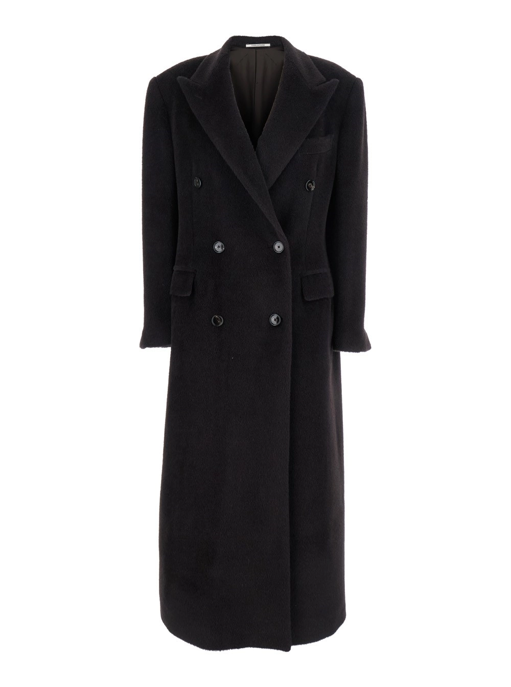 Tagliatore Cappotto Doppiopetto con Bottoni Dorati in Eco Pelliccia Marrone Donna
