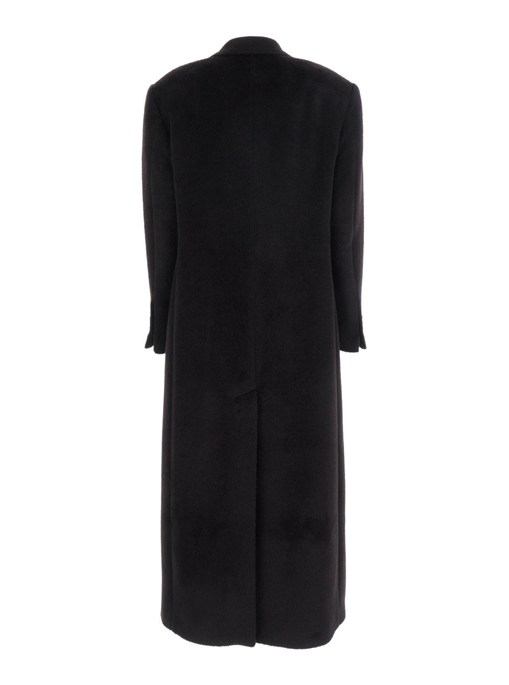 Tagliatore Cappotto Doppiopetto con Bottoni Dorati in Eco Pelliccia Marrone Donna, view 2