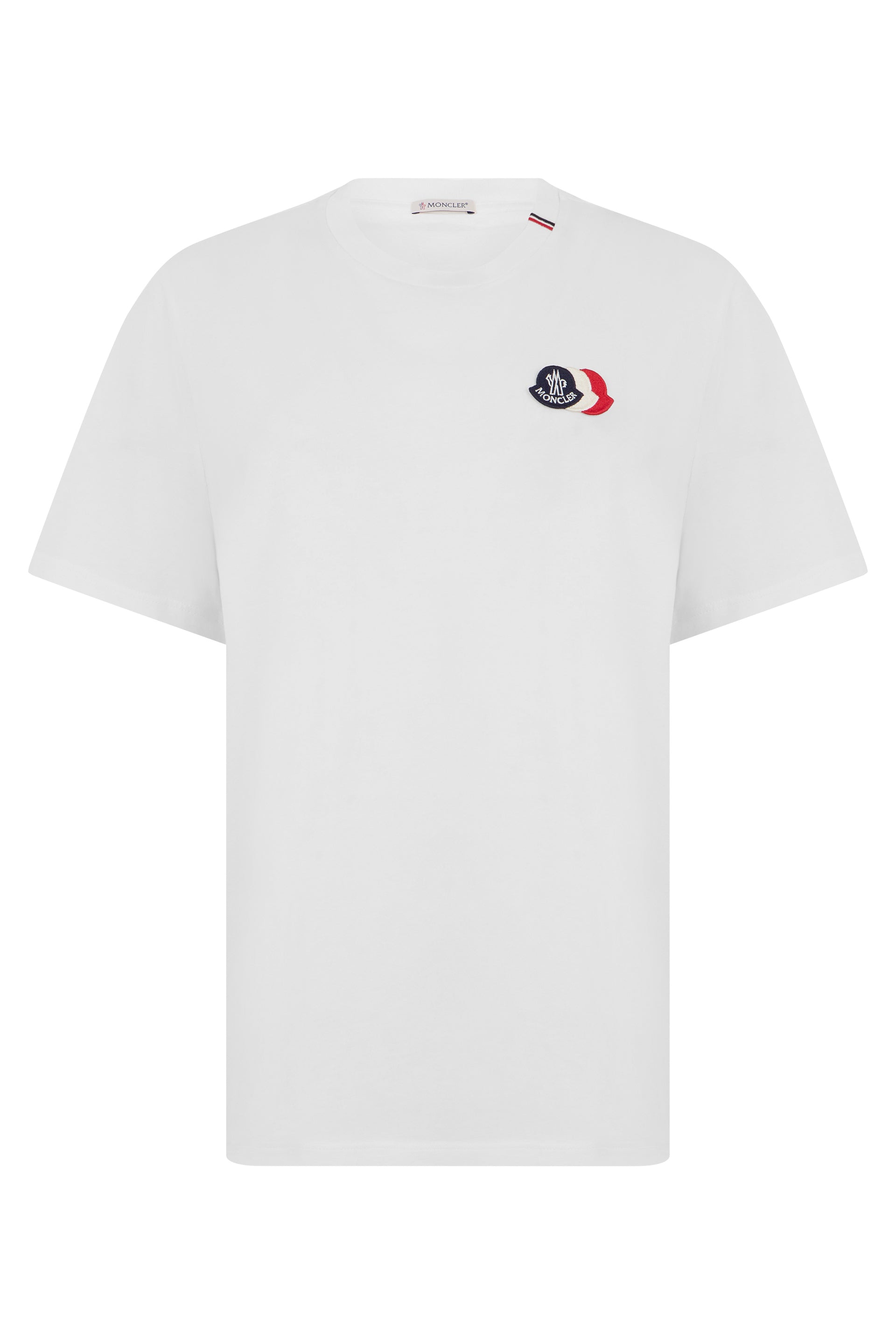 Moncler T-shirt bianca in cotone con logo colorato