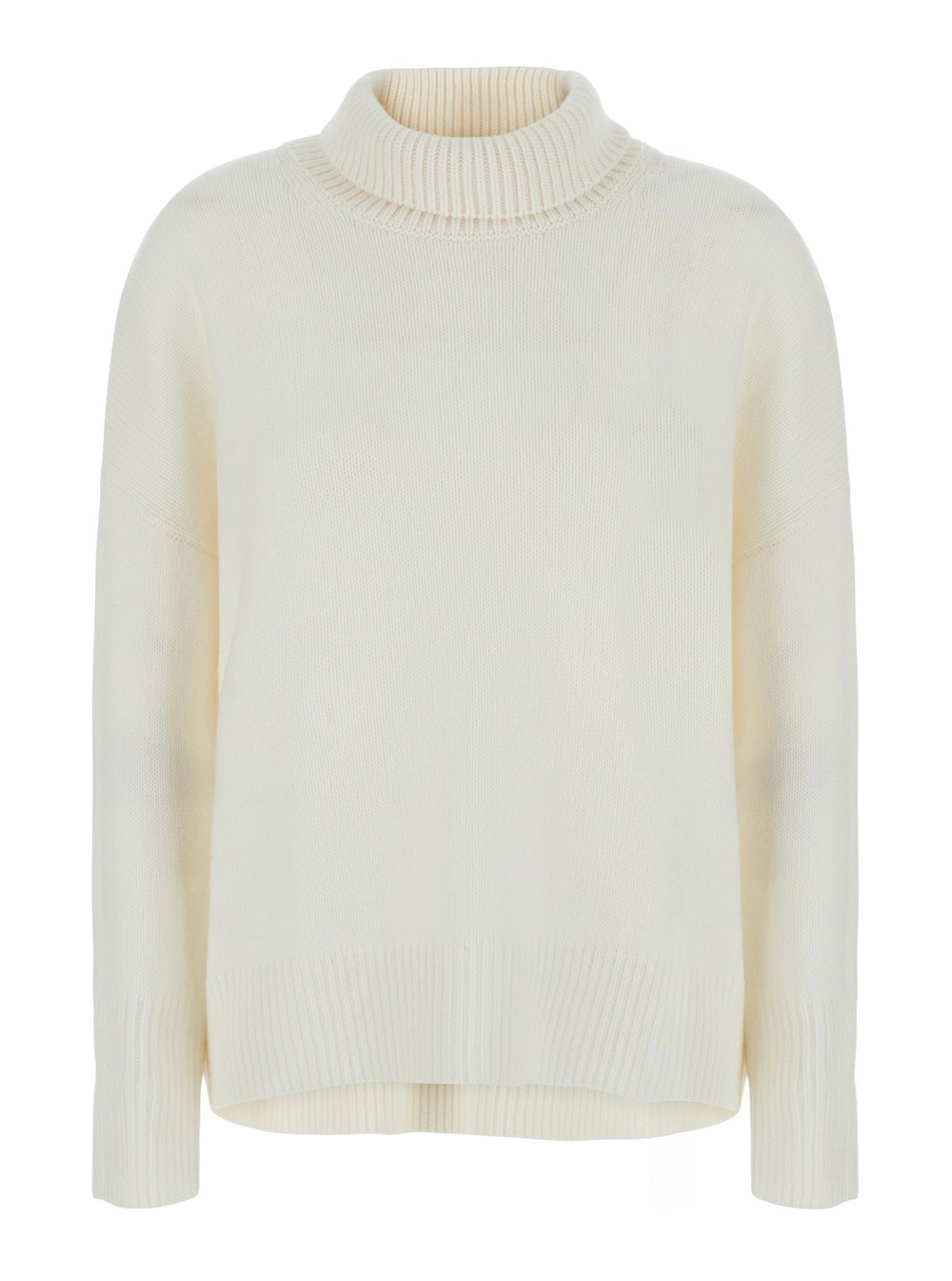 Lisa yang Maglione 'Heidi' a Collo Alto con Rifiniture a Coste in Cashmere Bianco Donna