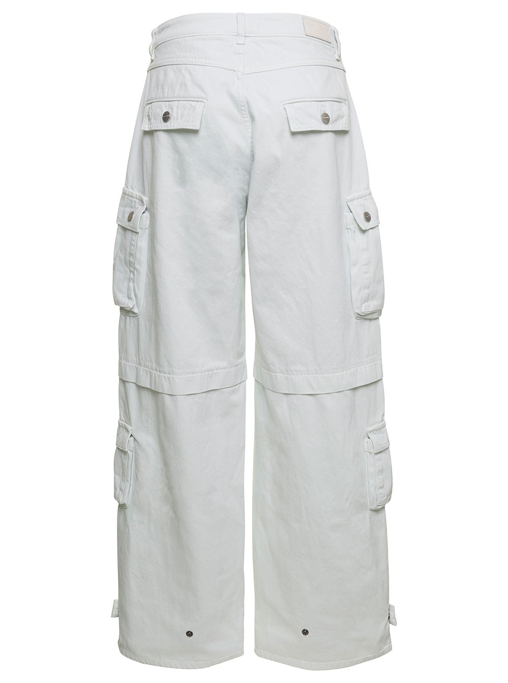 Icon denim Jeans Cargo 'Rosalia' a Vita Bassa con Tasche Applicate in Denim di Cotone Bianco Donna, view 2